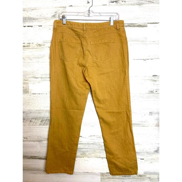 Pilcro Women’s 30 Mustard Linen Blend Straight Leg Casual Pants Zip Front - Picture 2 of 6